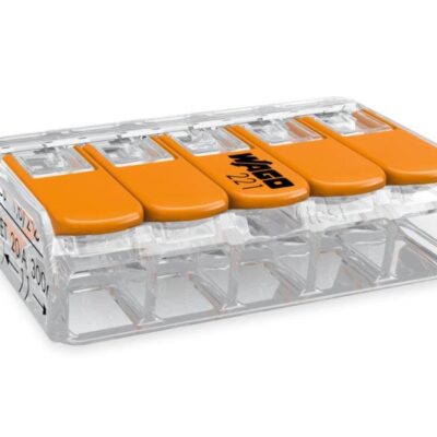 Wago 221-415 - 5x1.5-4.0mm2 ÁTLÁTSZÓ OLDHATÓ vez. ö.k. tömör, sodrott erű vezetékekhez