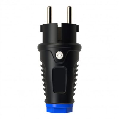 COMMEL Csatlakozó földelt dugvilla 16A 250V, gumi, fekete, IP54 (PCE)