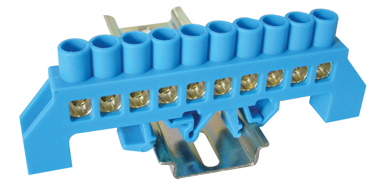 Szigetelt földelősín (N/PE), kék NPE-B8-10