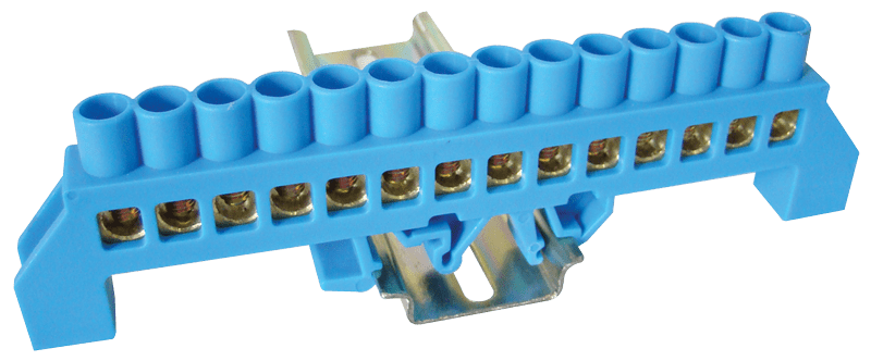 Szigetelt földelősín (N/PE), kék NPE-B8-14